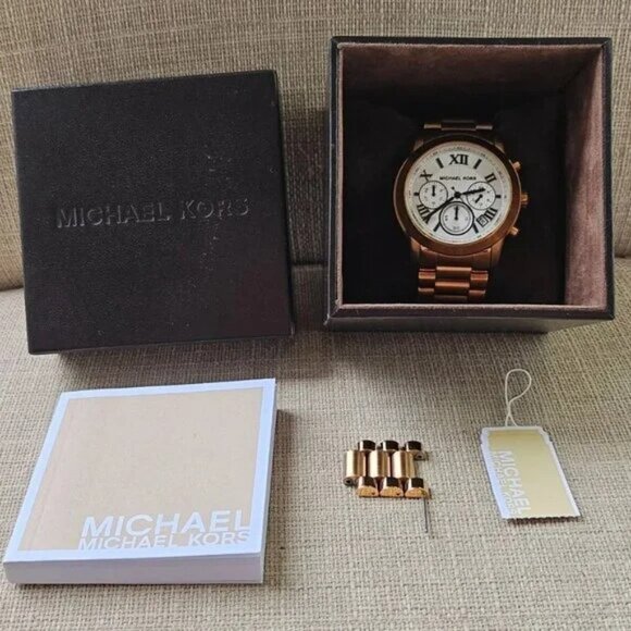 Michael Kors Girls Wristwatch Cooper Chronograph Rose Gold-Tone Date Calendar - Picture 11 of 15